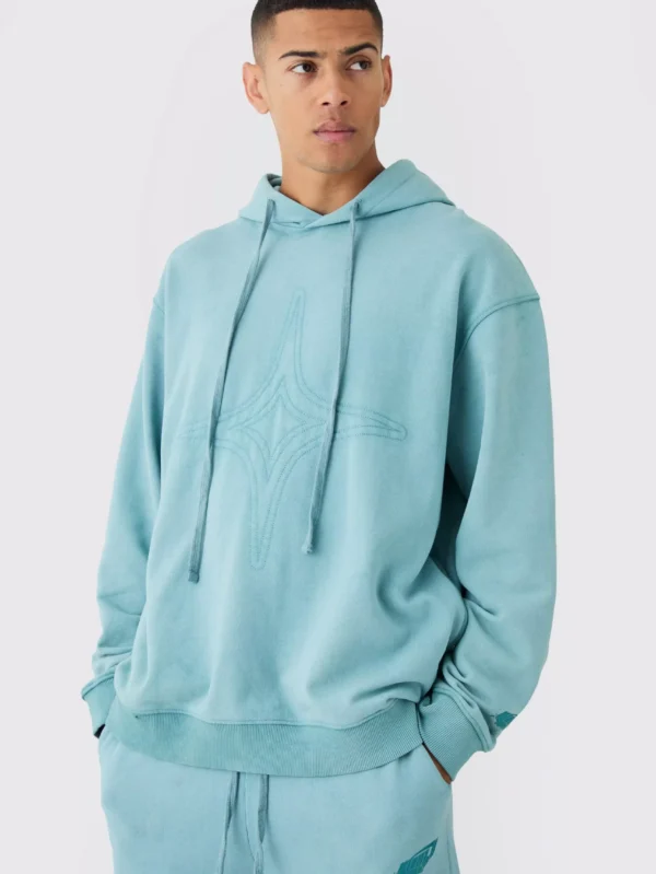 Sweat à capuche oversize délavé matelassé